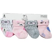 Wholesale - 8pk INFANT GIRLS PINK TURNCUFF TERRY SOCKS ASST SIZE C/P 60, UPC: 194382060704